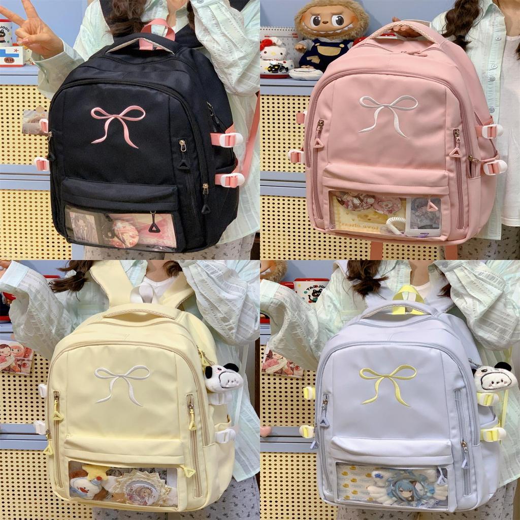 Mädchenrucksack mit gestickter Schleife und Nylon für die Schule