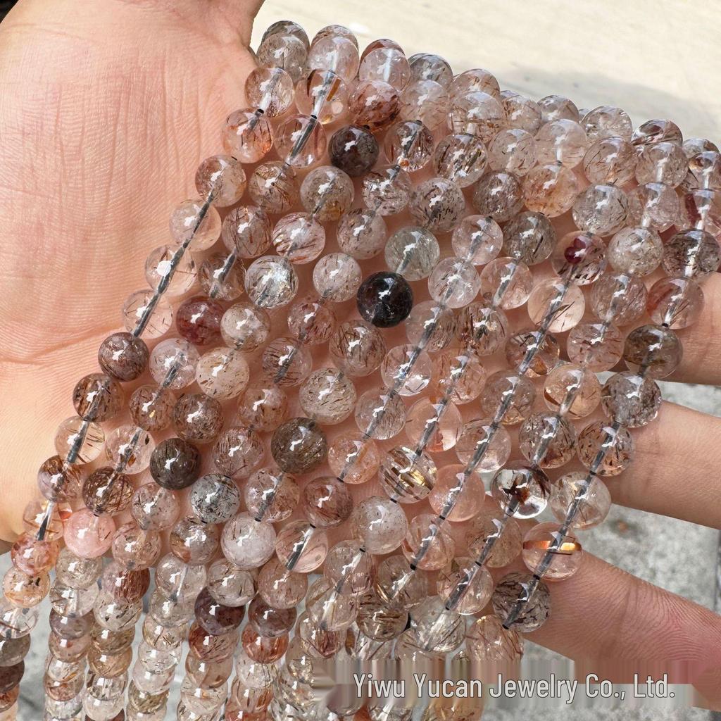 Natural Black Gold Super Seven Crystal Round Beads for Jewelry Making
