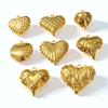 304 Stainless Steel Pendants Heart Texture 3D Metal Charms 18K Gold Plated For Necklace Jewelry Making Findings, 1 Piece