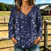 Women's Casual V-Neck Long Sleeve T-Shirt with Floral Print, Versatile Everyday Top