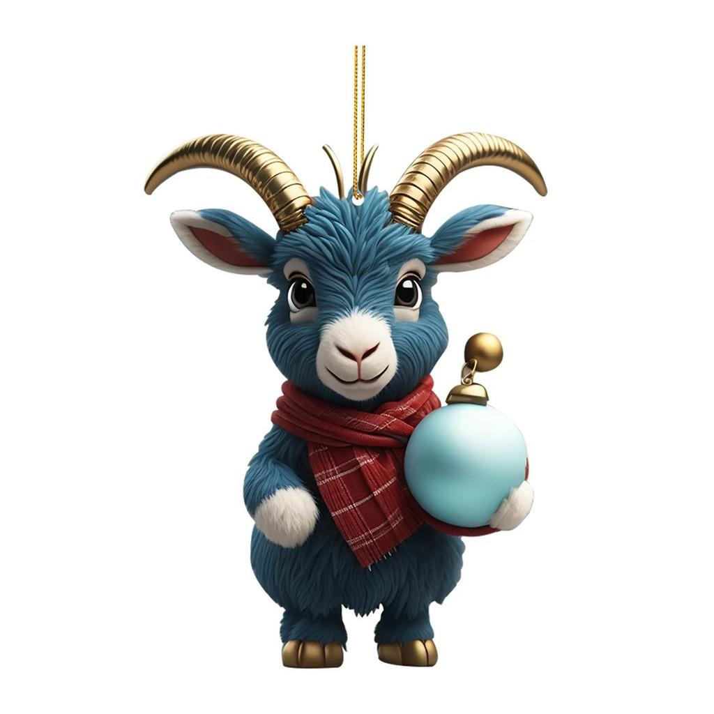 Cartoon Charming Goat Car Accessory Christmas Tree Decoration Vibrant Style Acrylic