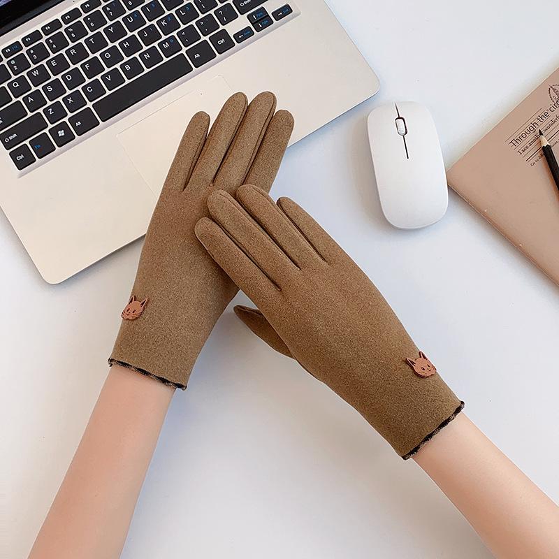 

Немецкие бархатные перчатки, теплые женские осенне-зимние студенческие корейской версии, милые тонкие перчатки с сенсорным экраном для езды на велосипеде и вождения Unspecified style, unspecified color