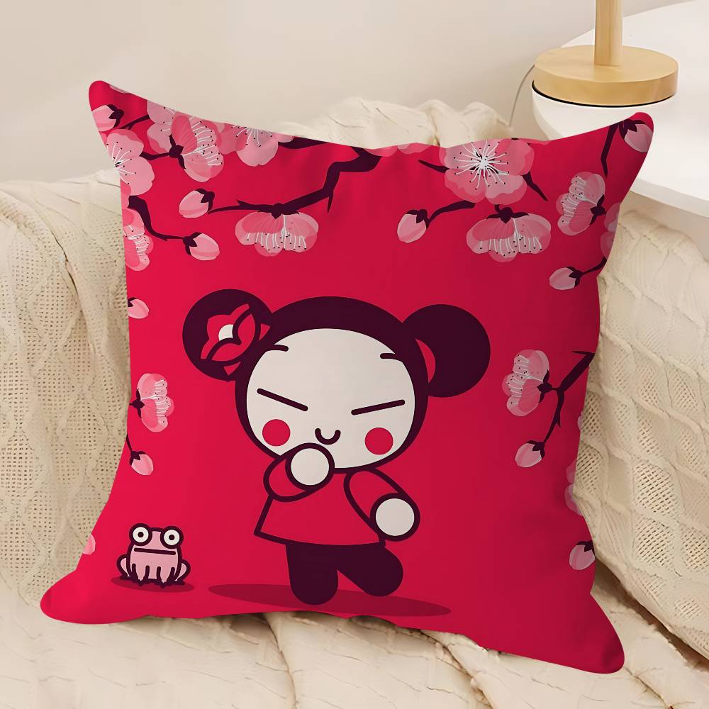 Kreskówkowy P-Pucca-Garu Poszewka na poduszkę Zdejmowana Zmywalna Poszewka na poduszkę – Miękki len na każdą porę roku