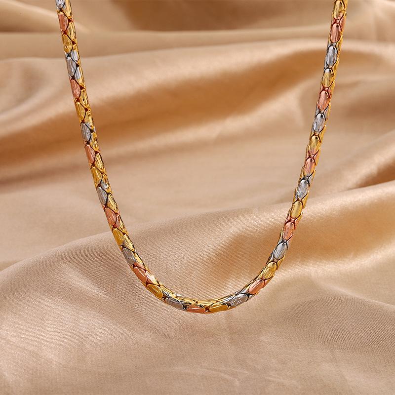 Jewelry Copper Gold Plated Retro Temperament Niche Design Necklace Electroplated Color Gold Cuban Chain Set Female
