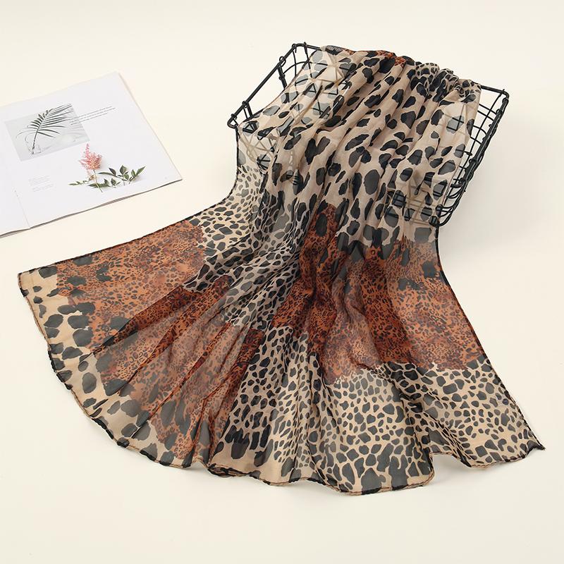 50X160cm Echarpe Fine En Mousseline De Soie Imprimee Leopard Pour Femmes Musulmanes, Chales Hijab, Enveloppes Respirantes