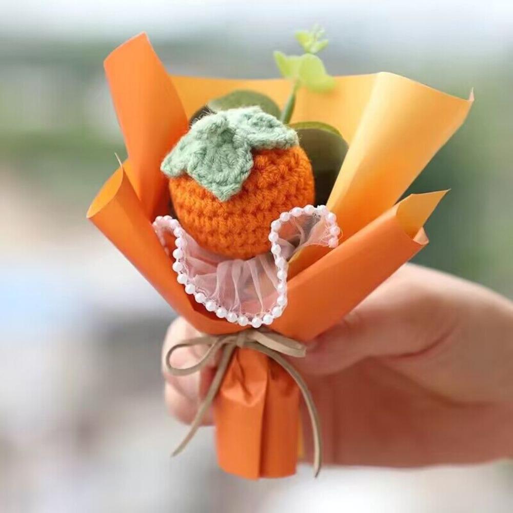 Crochet Woven Artificial Flower Hand Knitted Graduation Flower Bouquet Cute Mini Flower Bouquet