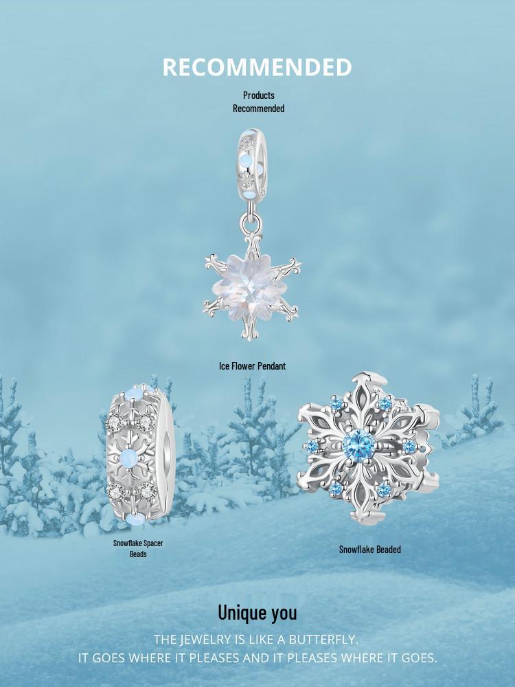 Avle Original Snowflake DIY Pendant: S925 Sterling Silver-Plated Beads Jewelry for Women