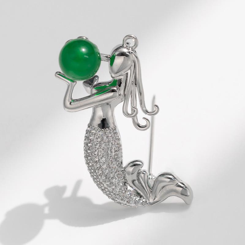 

Брошь русалка Dilly Snow Sirinia изысканная 3D с держателем для пресноводной жемчужины