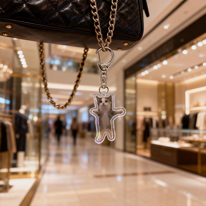 1PC Acrylic Cute Keychains Cats 2D Flat Backpack Ornament Accessories Cat Key Rings Creative Animal Key Holders Funny