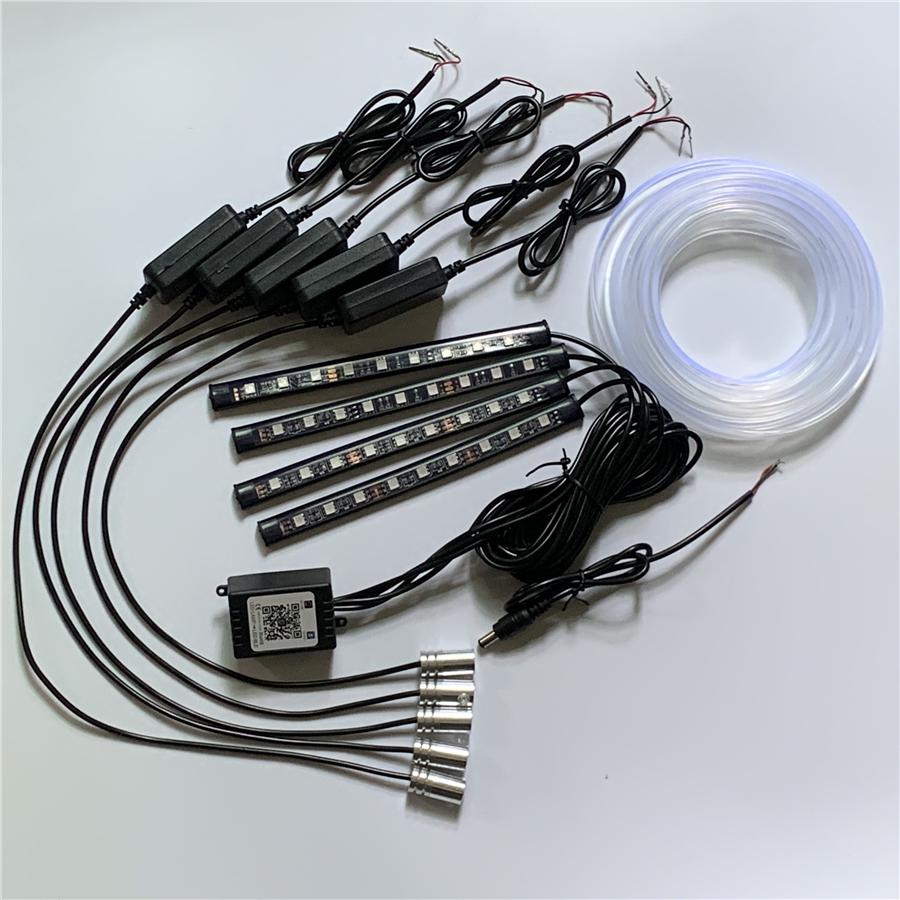 9 Pcs NO Threading Threadness Ambient Light Car Atmosphere Light Foot lamp APP