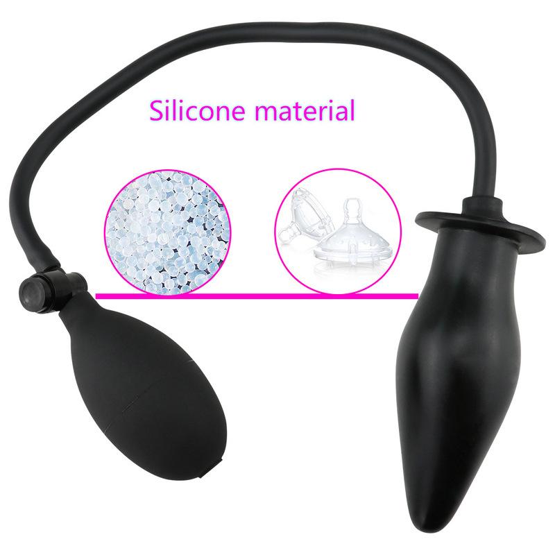 Soft Black Pump Air-filled Silicone Inflatable Anal Plug Dildo Butt Plug Anal Dilator Anus Massager Sex Toys For Men Woman Gay
