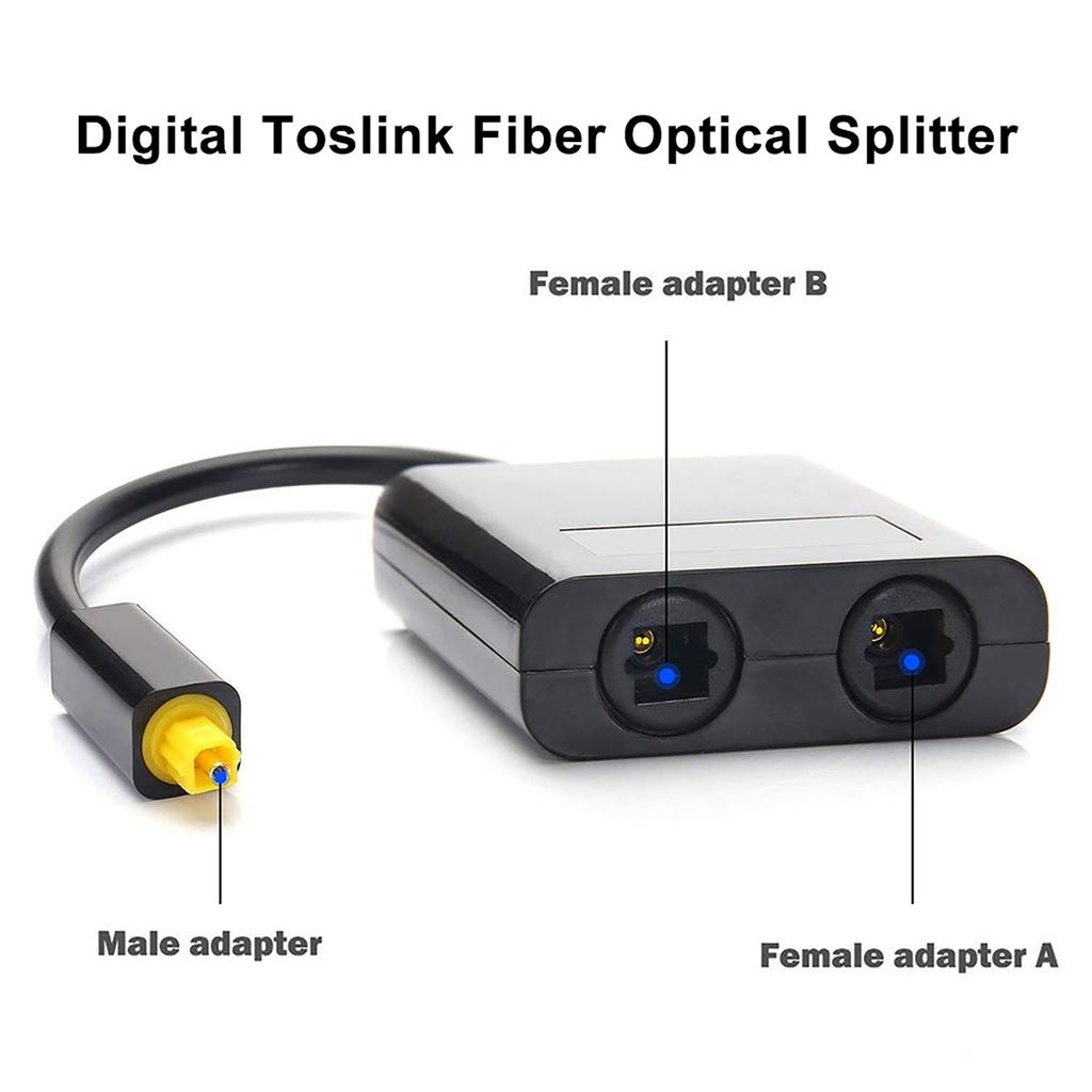 Digital Toslink Fiber Optical Splitter 1 In 2 Out Audio Adapter Compatible for CD DVD Amplifier TV PS3 XBox360 with 1