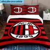 3pcs Milan Football Club Printed Bedding Set Duvet Cover Closure Includes 1 Duvet Cover & 2 Pillowcases Bedding Sets Home Decor Gifts