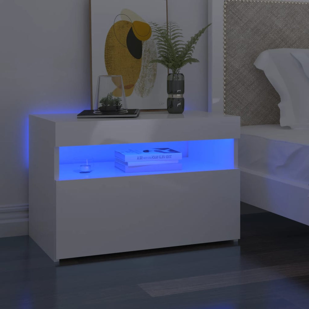 Tables de chevet lumières LED 2 pcs  brillant 60x35x40 cm