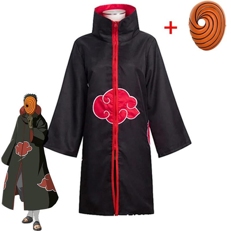Naruto Tobi Obito Cosplay Costume Akatsuki Long Sleeve Cloak Halloween Carnival Funny Adult Cosplay Costume