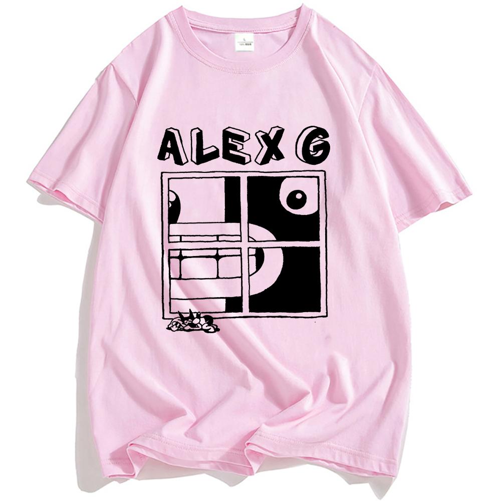 ALEX G Tričko s oknem Světlomety Album Potisk Trička Léto Krátký rukáv Volné Tričko O-výstřih Móda Pánské Dámské Oblečení