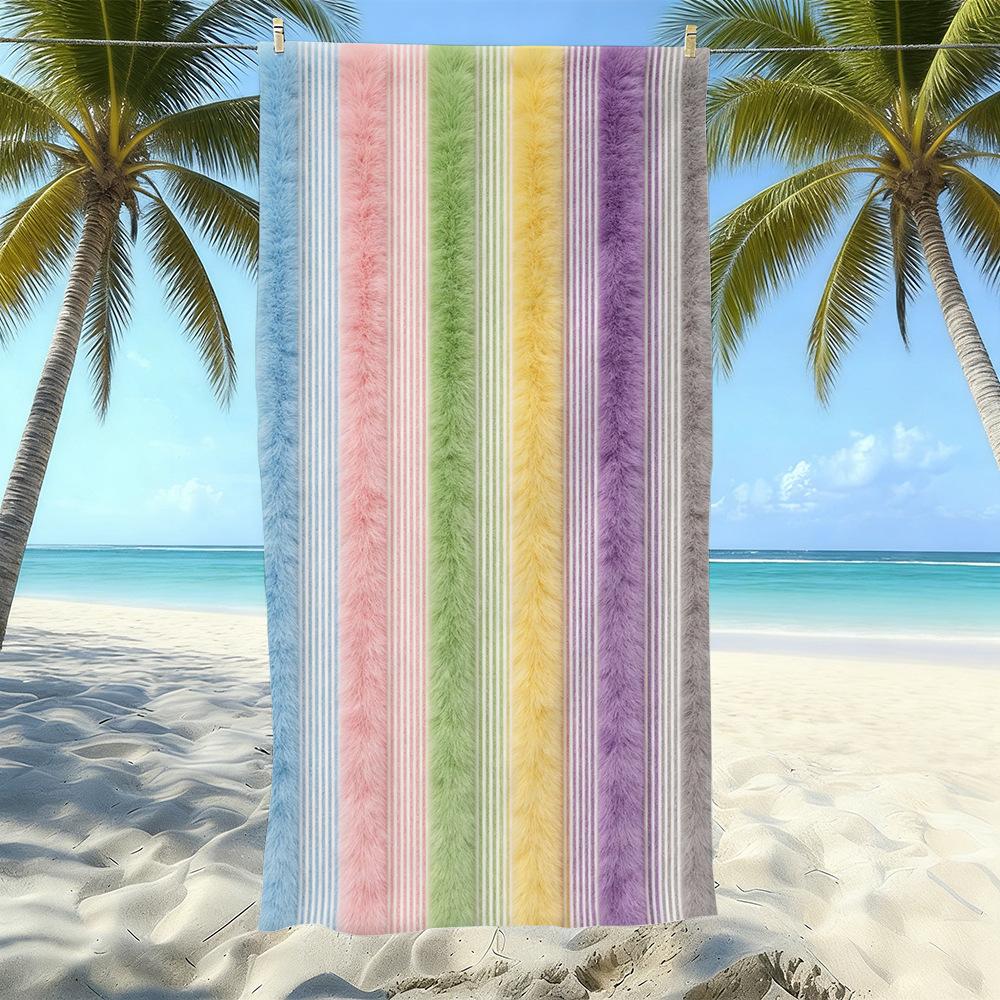 Populaire gestreepte bedrukte strandlaken Sneldrogend Zandvrij Volwassen Zwem Bad Handdoek Microvezel Handdoek