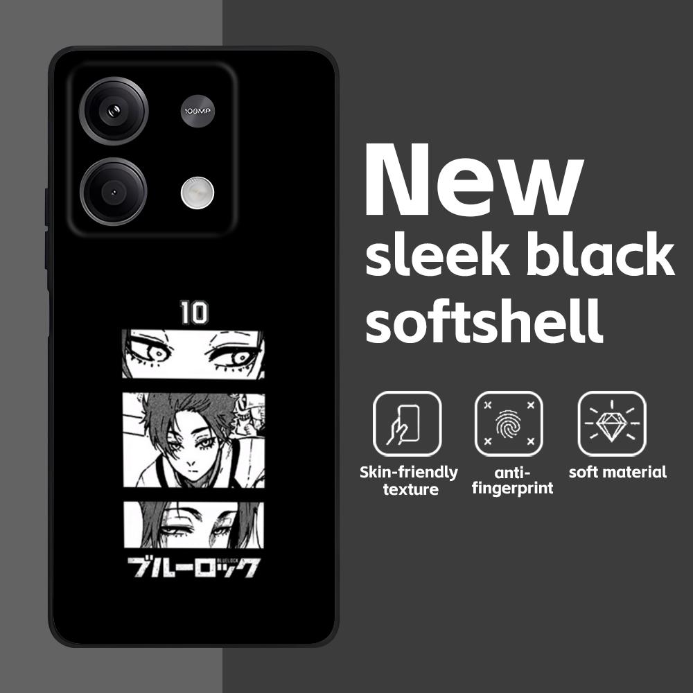 

Anime B-Blue L-Lock Pfp Phone Case For Redmi Note 14 13 12 11 Pro Plus S 5G 14C A3 Soft Black Phone Cover Redmi Note 14S
