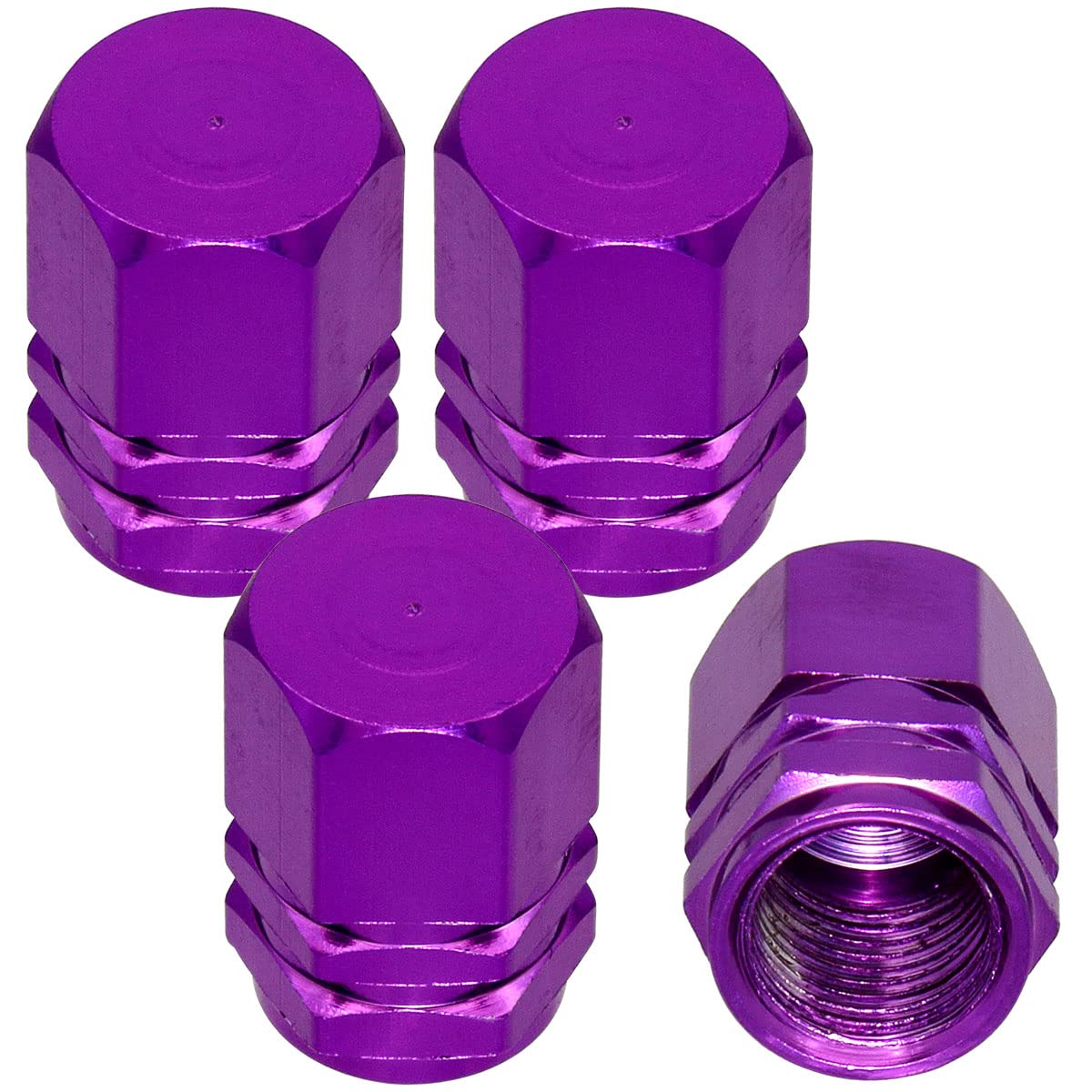 

Negus Valve Cap Car Aluminum Alloy 4 Piece Set Hexagon Purple