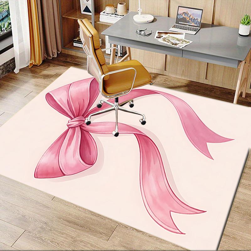 Pink Bow Theme Office Carpet Chair Mat Large Size, Non Slip Desk Pad for Home Decor, Sofa Rug, Office Use, Gift Idea for Any Room