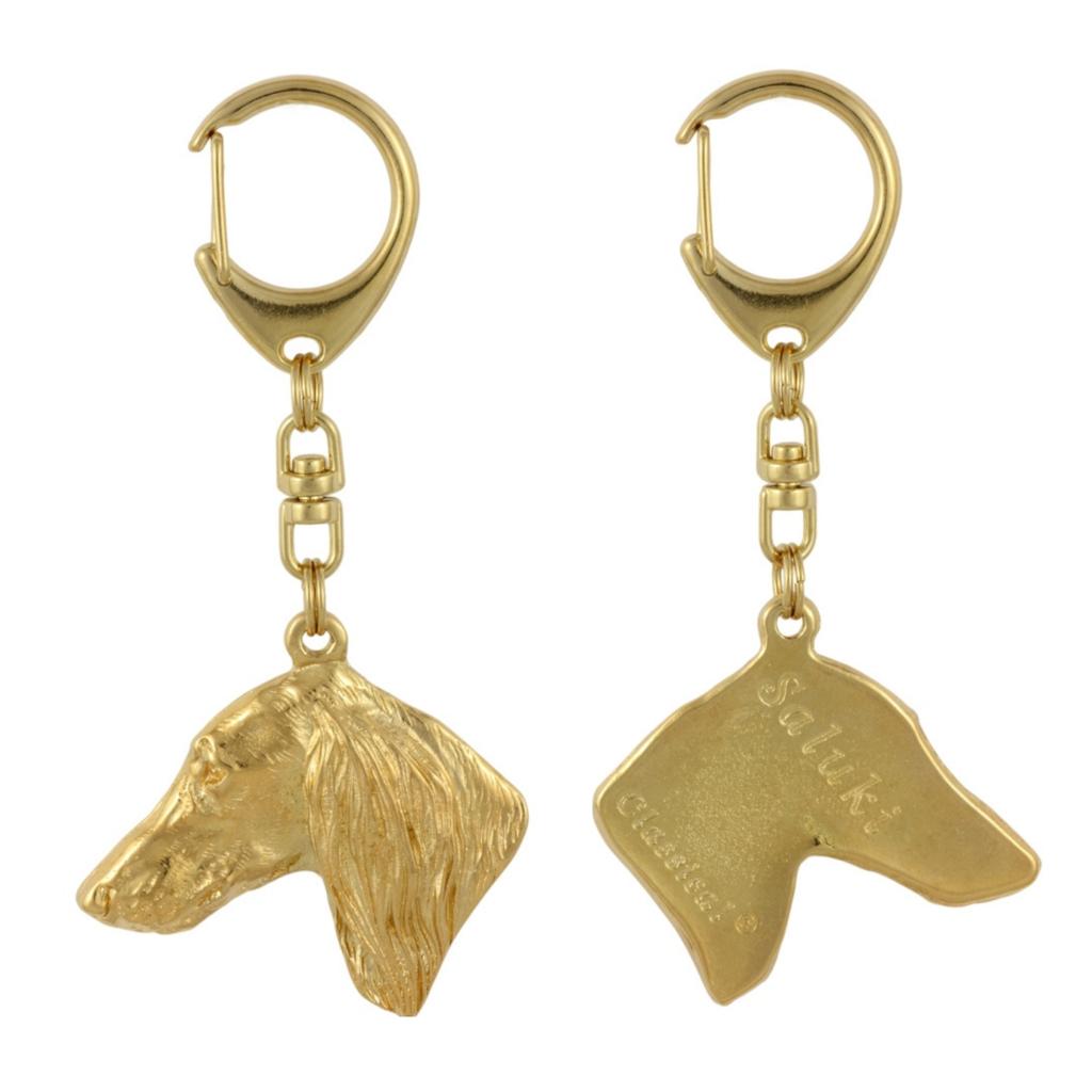 Saluki, persisk greyhound, arabisk hund, gasellehund - Forgylt nøkkelring med hund i gaveeske, veskedekorasjon, luksustilbehør fra Art-Dog-merket
