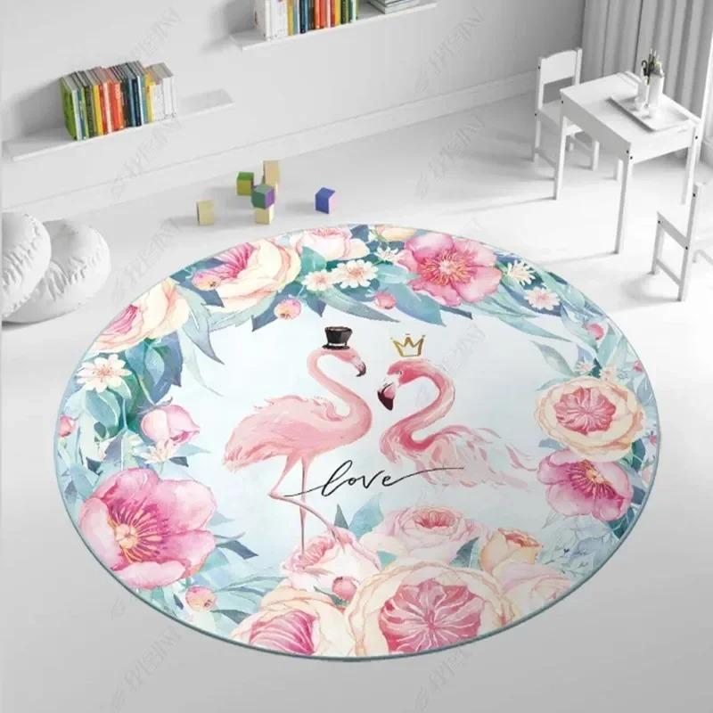 Cute Animal Patterned Round Rug with Bunny Lion Tiger Whale Sheep Designs Floor Mat for Kids Room Decor Adding Playful Charm