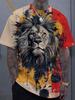 Mode Löwe 3D Gedrucktes Herren T-Shirt Lässiges schnelltrocknendes T-Shirt Tier Muster Oberteil Kurzarm Übergröße Herrenkleidung Streetwear