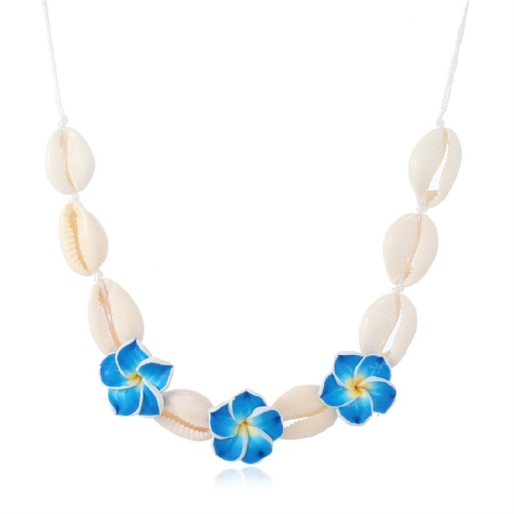 Handmade Ceramic Floral Shell Necklace Intricate Petal Designs Everyday Jewelry Accessory