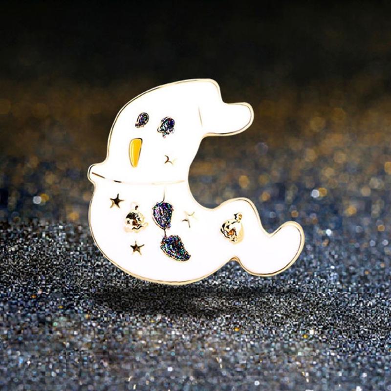 Stylový Halloweenský Odznak Přízraku Módní Halloweenský Odznak Přízrak Koště Dýně Brož Špendlík pro Mladistvé Doplňky