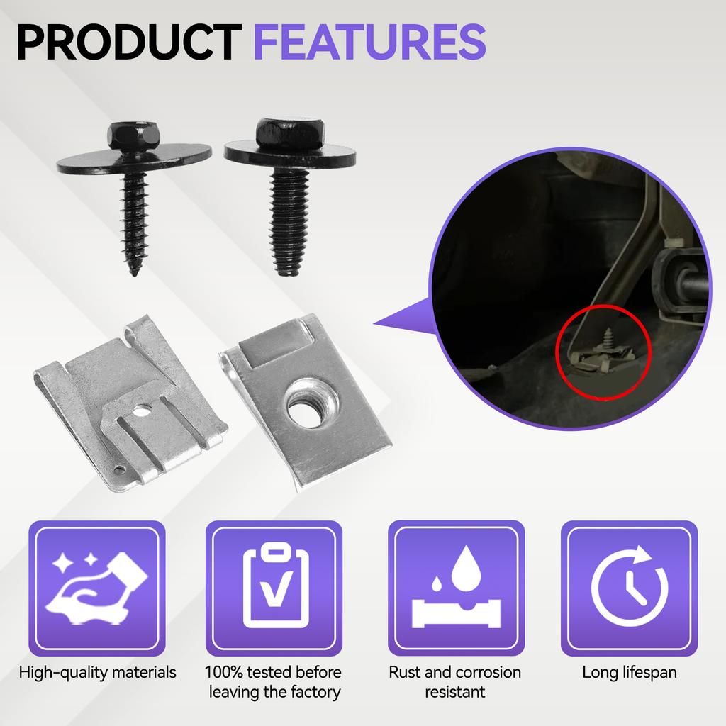 24x Under Engine Cover Undertray Clips Screws Bolts A0049943145 A0049941845 A0019906036 N000000001410 for Mercedes G S E C Class