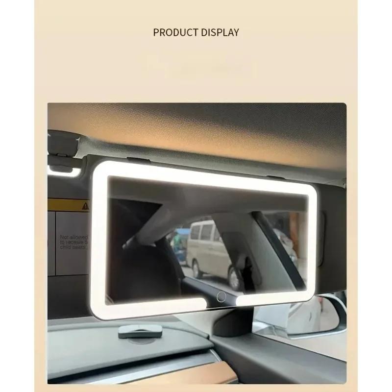 LED-Lichtmodus, stufenlos dimmbarer Kosmetikspiegel für Sonnenblenden, wiederaufladbarer Kosmetikspiegel mit Berührungssensor, praktischer Kosmetikspiegel fürs Auto