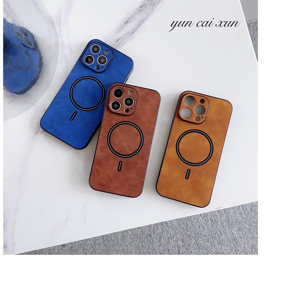 Vintage Magnetic Leather Pattern For Magsafe Case For Iphone 14 13 12 11 Pro Max Plus Xr Xs X 8 7 Retro Wireless Charge Funda