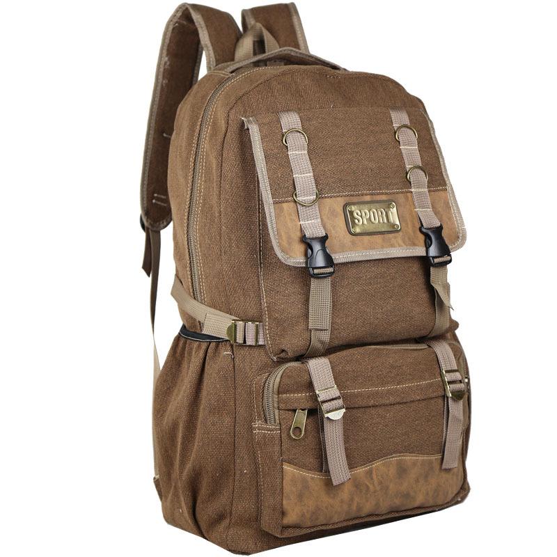 Men Women Durable Canvas Backpack Large Capacity Outdoor Hiking Travel Luggage Bag Big Student School Bag