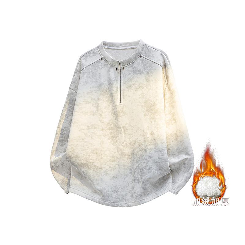 Autumn And Winter Men'S Tie-Dye Rivet Half-Zipper Sweater Men'S Casual Loose Sweater Men