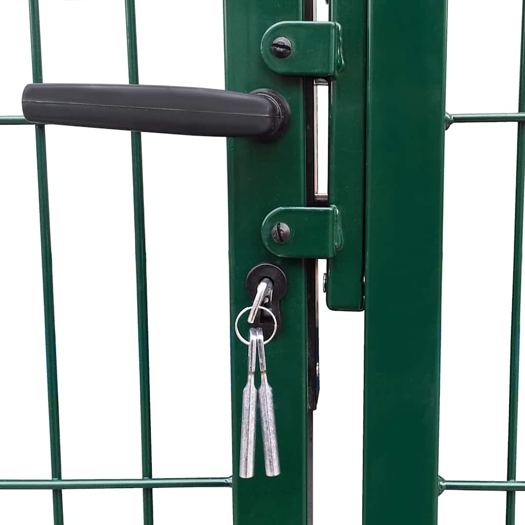 Garden Gate with Posts 350x140 Cm Steel Green