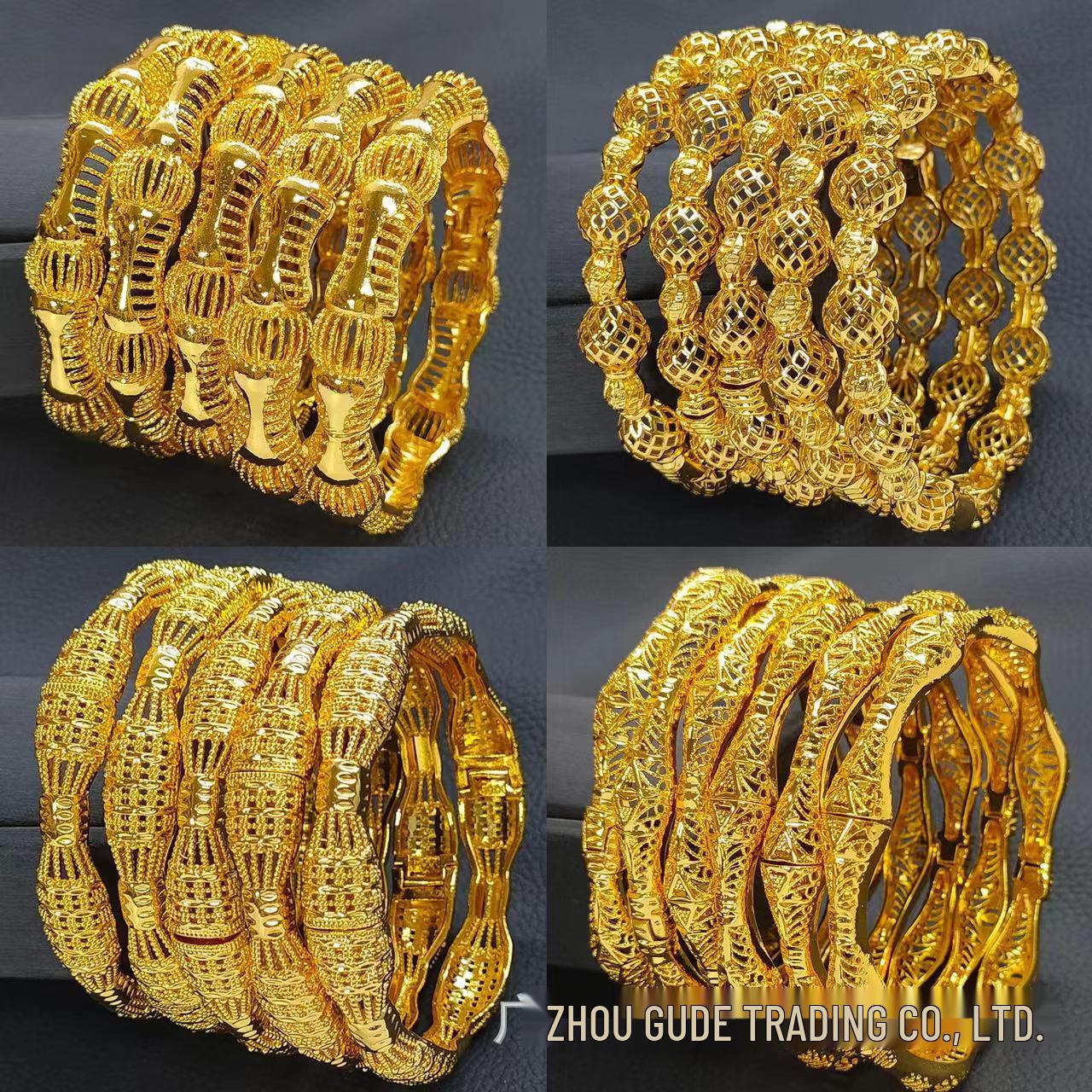 

24K Gold Openwork Carved Bangle - Dubai Jewelry for Weddings & Banquets