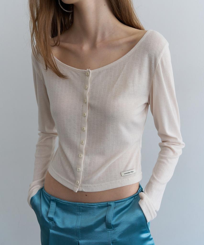Overdueflair Wide Neck Mini Cardigan_Cream
