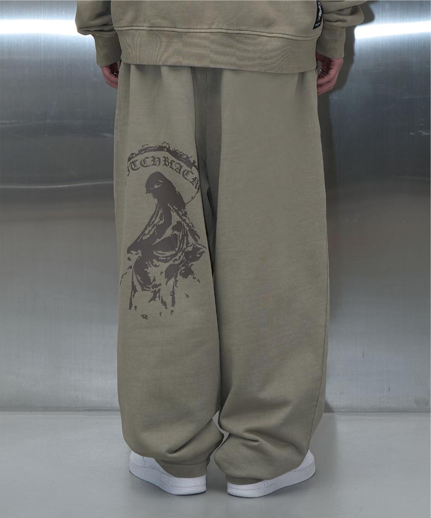 Pichibeullaeg Vintage Pigment Printing Sweat Pants (Beige)
