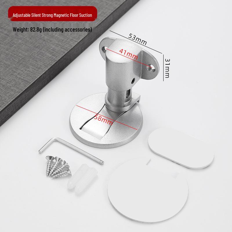 Aluminum Alloy Magnetic Door Stopper, Hole-Free, Anti-Collision Floor Mount for Bedroom/Bathroom.