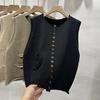 Dimanaf 2025 Autumn Women Buttons Sleeveless Vest Sweaters Style Loose Knitting Casual Sweater