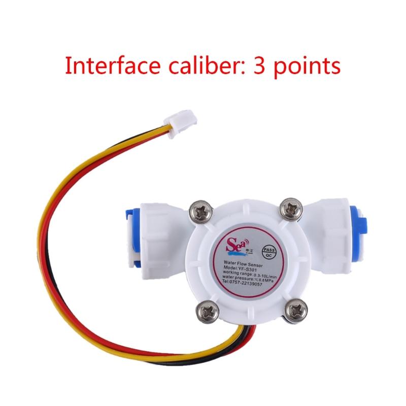 3/8" Water Flow Sensor 0.3-10L/min Hall Effect Flowmeter Fluid Meter Counter