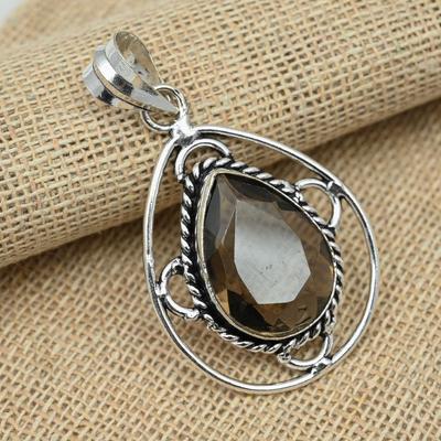 Дымчатый топаз Gemstone 925 Sterling Silver Изысканная подвеска Ювелирные изделия ручной работы для женщин