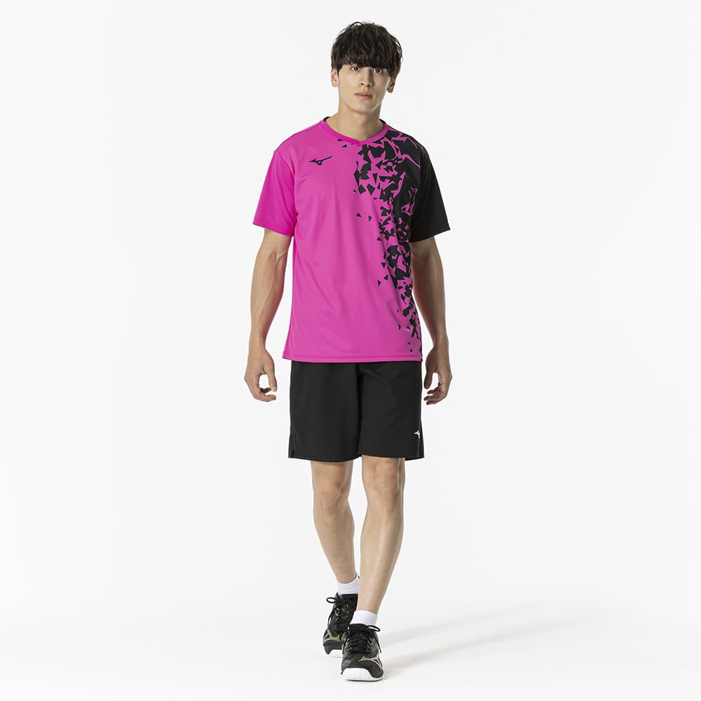 Mizuno Game Short Dynamotion Officially Approved by the Japan Badminton 62JAB030 Magenta Tennis/Badminton Shirt, Sleeve, Moisture-Wicking,