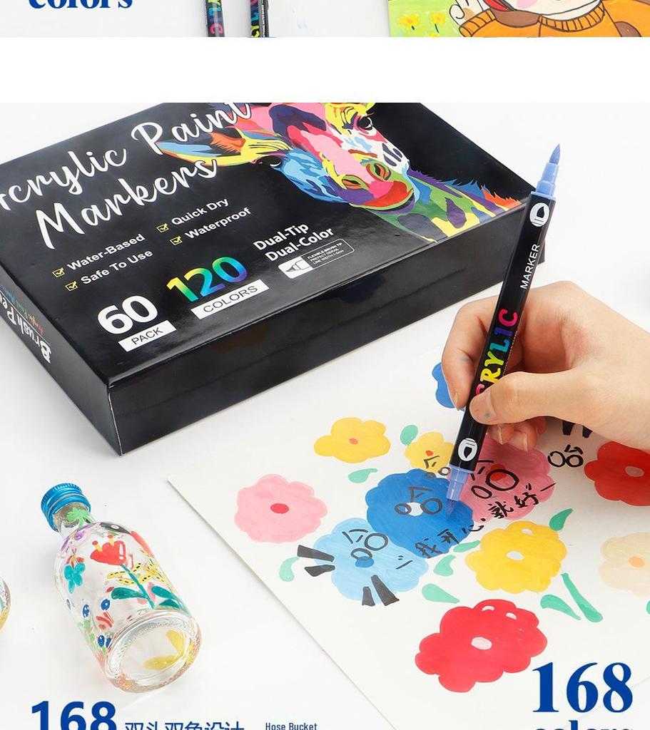 Cross Double-Headed Zweifarbiges Acryl-Marker-Set - 168 Weiche Spitze Aquarell-Kunststifte