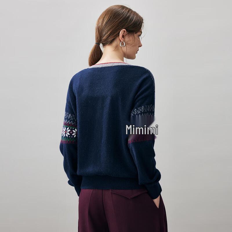 Komon Boka Women's Fair Isle Cashmere Round Neck Sweater