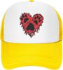 Love Heart Paw Print Trucker Hat Red Graphic Mesh Baseball Cap Adjustable Casual