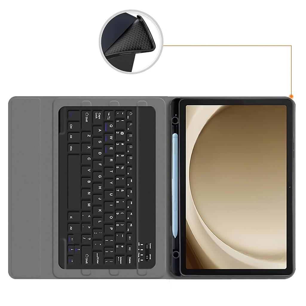 Hülle mit Tastatur für Samsung Galaxy Tab A9+ Plus 2023 11" (X210/X215/X216) Magnetische Bluetooth-Tastatur Alogy Schwarz + Glas