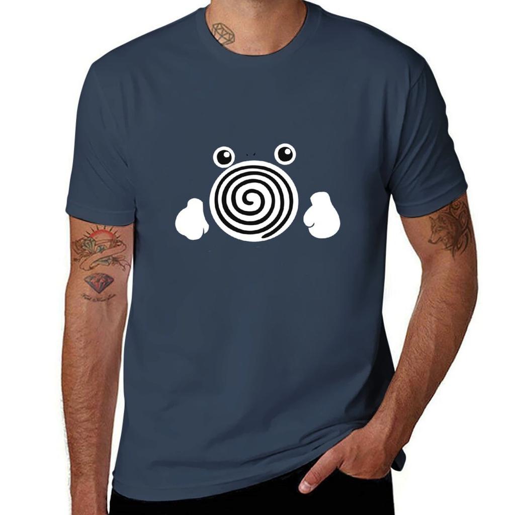 Minimalistisches Poliwhirl T-Shirt, koreanische Mode, Schwergewichte, schnelltrocknende Oberteile in Übergrößen, Herrenbekleidung