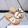 Fashion 2025 Women's High-heeled Slippers Slope Heel Bow Summer Slippers Comfortable and Elegant Thick-soled Women's Shoes Large Size