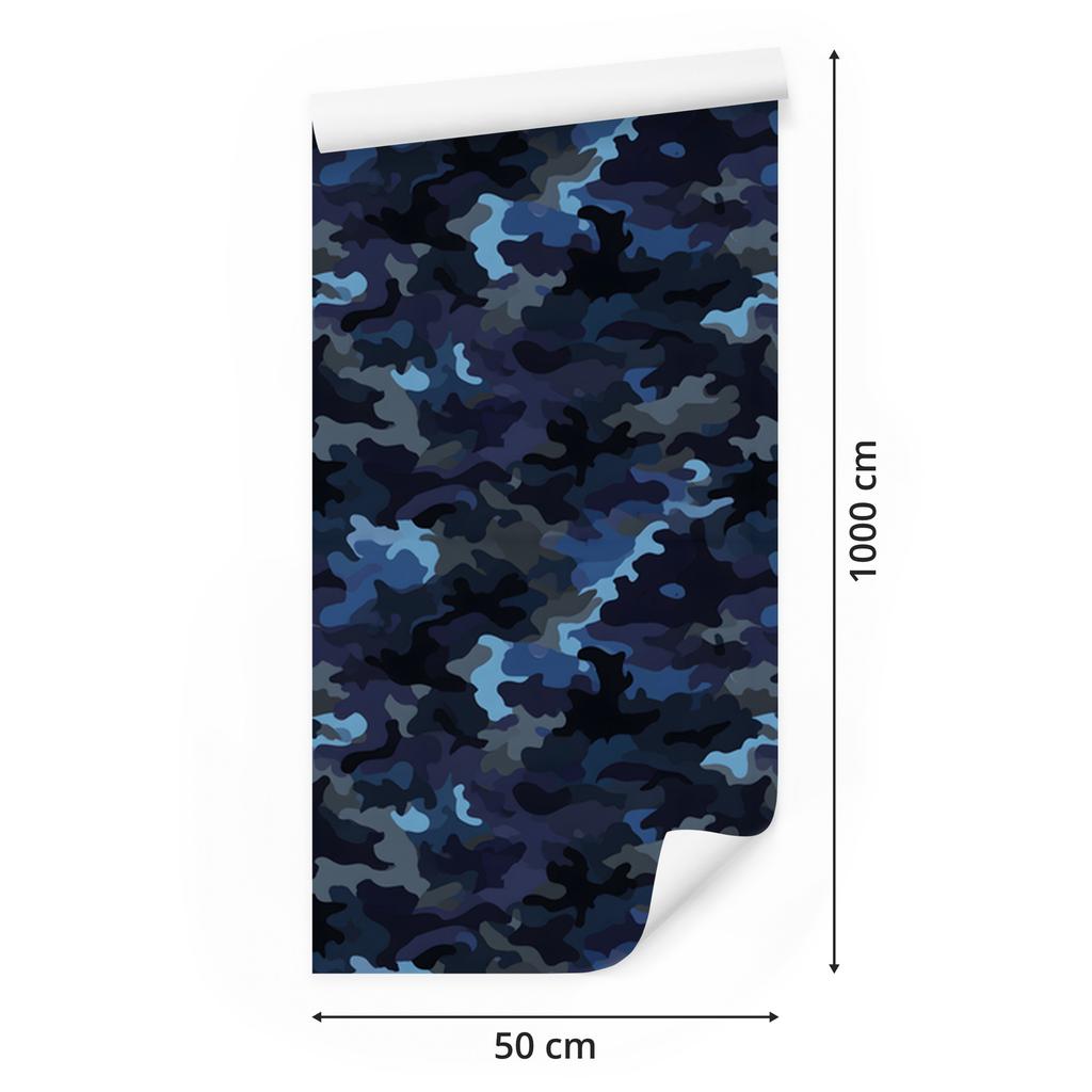 Navy and Blue Military Camouflage Wallpaper for Living Room and Bedroom 50x1000